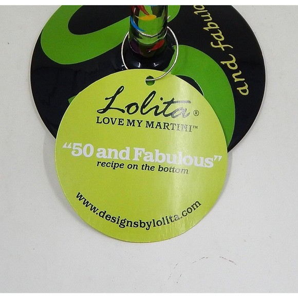Lolita Collection 50 and Fabulous Hand-Painted Martini Glass Birthday Cocktail - Picture 12 of 12